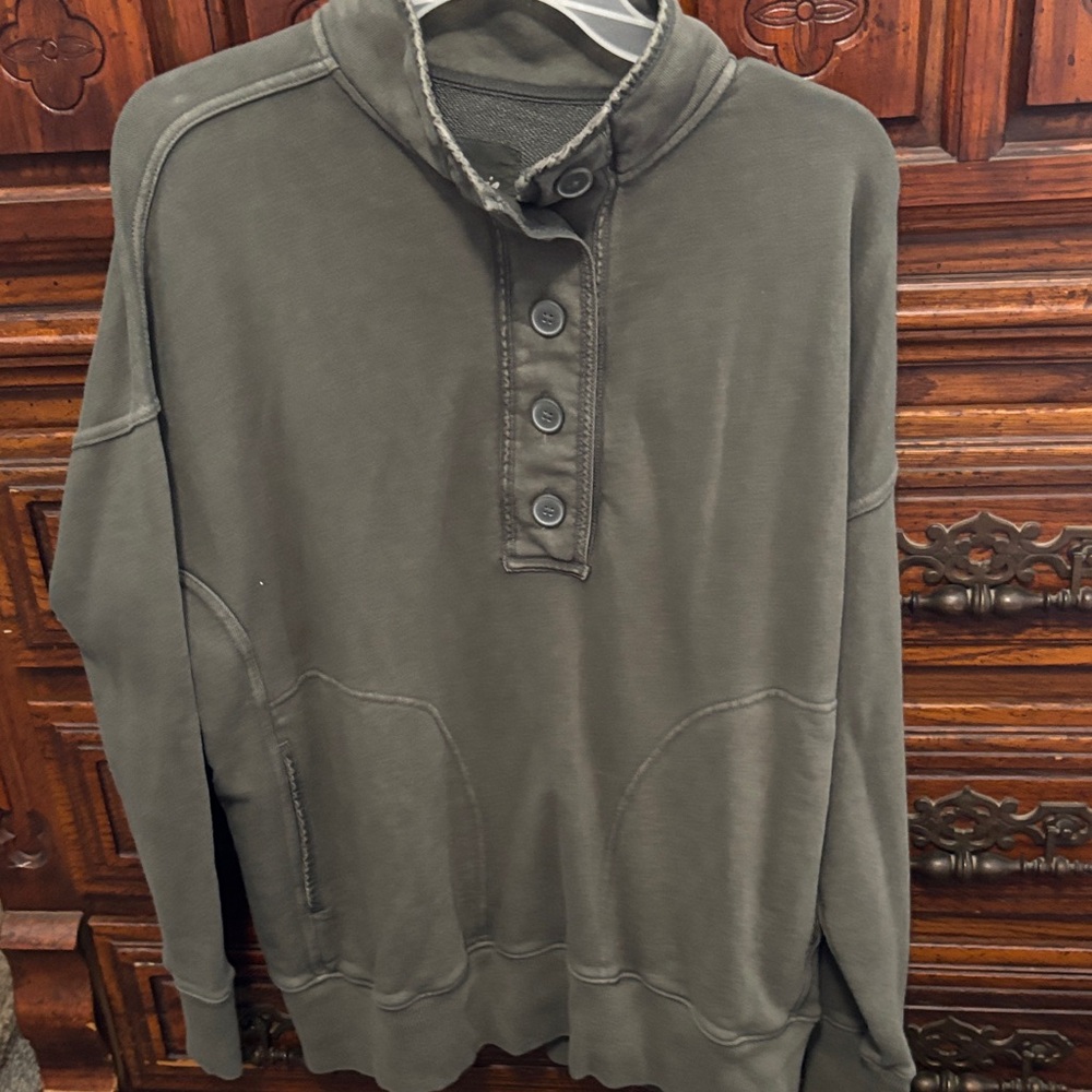 Women's Olive Button-Up Top